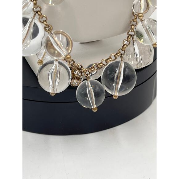J. Crew Faceted Glass Lucite Bead Cluster Statement Chain Gold Tone Necklace - Picture 4 of 8